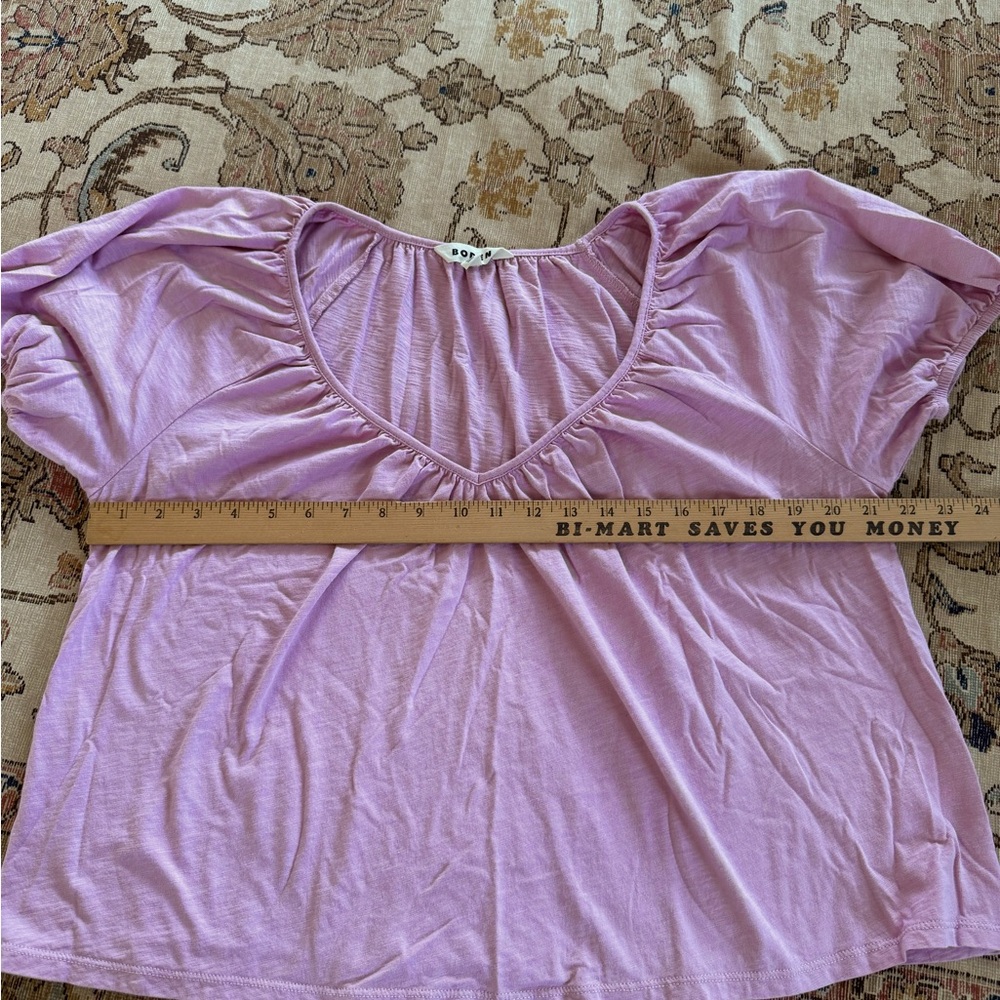 Boden Pink Puff-Sleeve Peasant Top Lavender - Picture 6 of 7